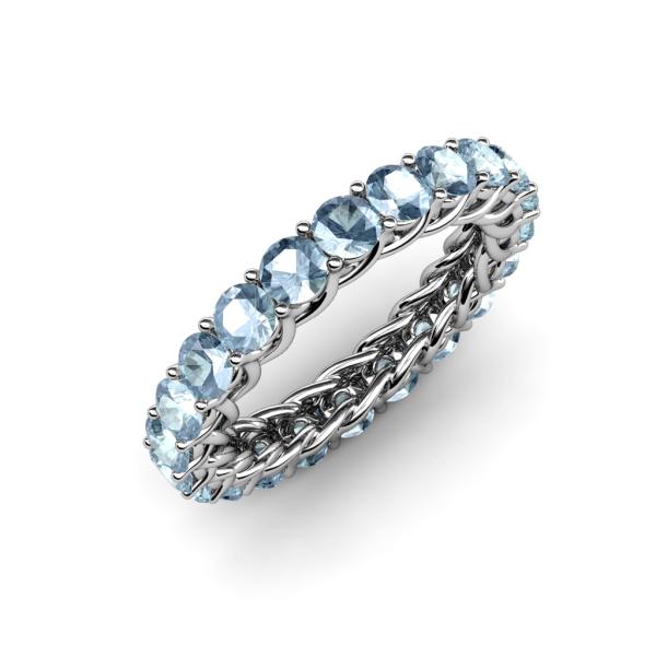 Lucida 3.40 mm Round Aquamarine U Prong Eternity Band 