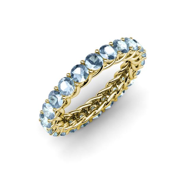 Lucida 3.40 mm Round Aquamarine U Prong Eternity Band 