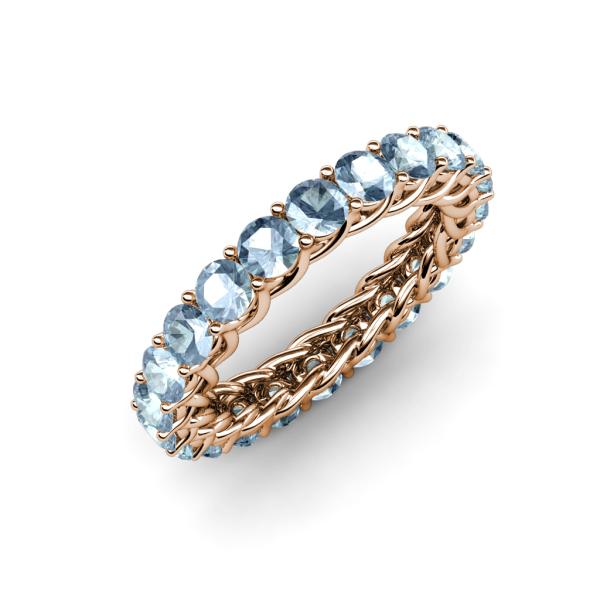 Lucida 3.40 mm Round Aquamarine U Prong Eternity Band 