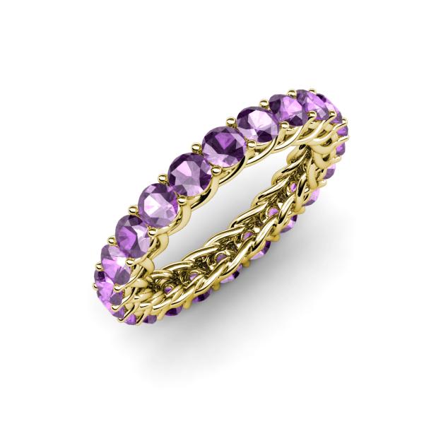 Lucida 3.40 mm Round Amethyst U Prong Eternity Band 