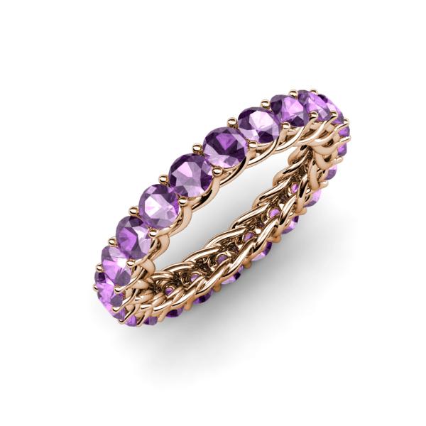 Lucida 3.40 mm Round Amethyst U Prong Eternity Band 