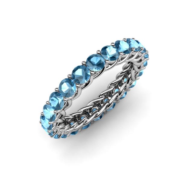 Lucida 3.40 mm Round Blue Topaz U Prong Eternity Band 