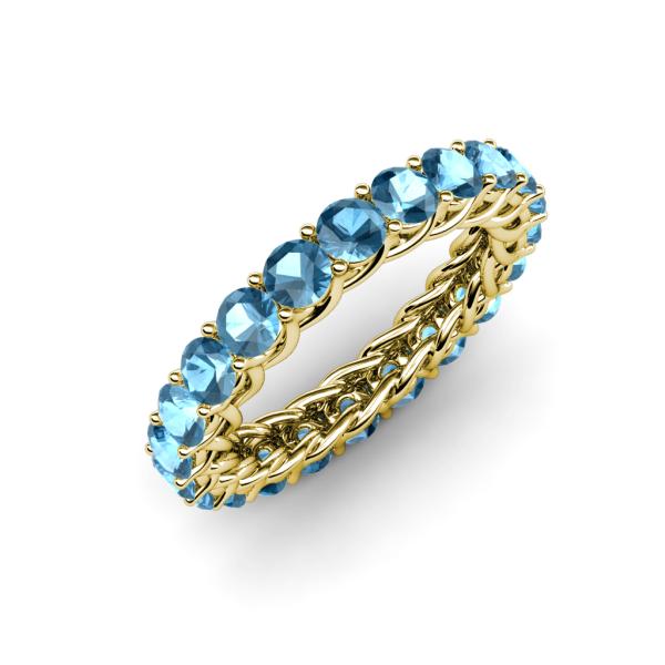 Lucida 3.40 mm Round Blue Topaz U Prong Eternity Band 