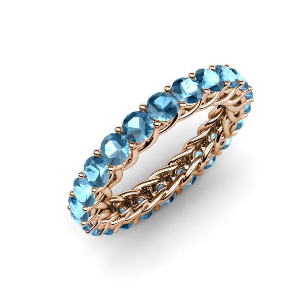 Lucida 3.40 mm Round Blue Topaz U Prong Eternity Band 