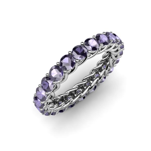 Lucida 3.40 mm Round Iolite U Prong Eternity Band 