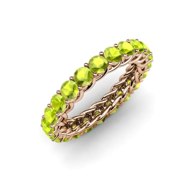 Lucida 3.40 mm Round Peridot U Prong Eternity Band 