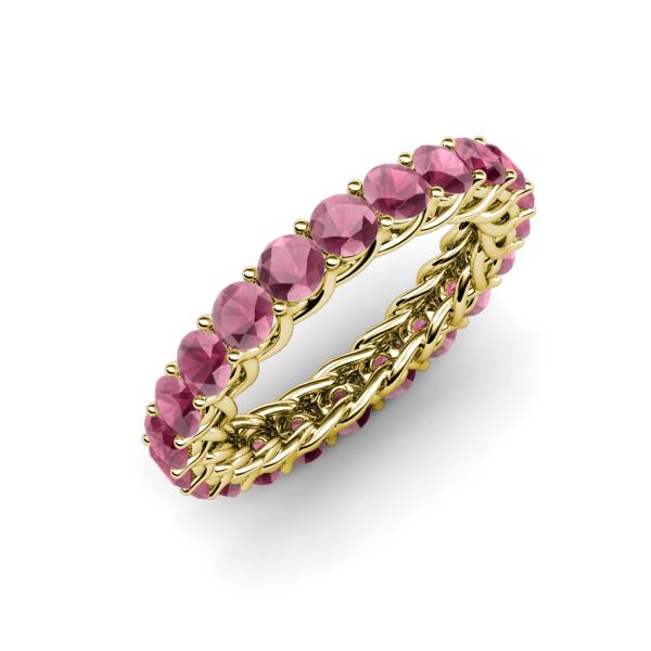 Lucida 3.40 mm Round Rhodolite Garnet U Prong Eternity Band 