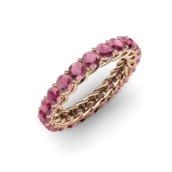 Lucida 3.40 mm Round Rhodolite Garnet U Prong Eternity Band 