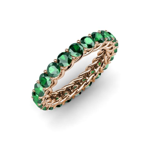 Lucida 3.40 mm Round Emerald U Prong Eternity Band 