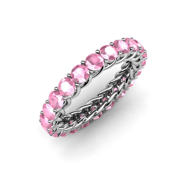Lucida 3.40 mm Round Pink Tourmaline U Prong Eternity Band 