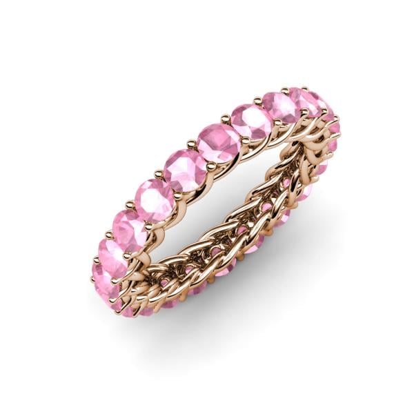 Lucida 3.40 mm Round Pink Tourmaline U Prong Eternity Band 