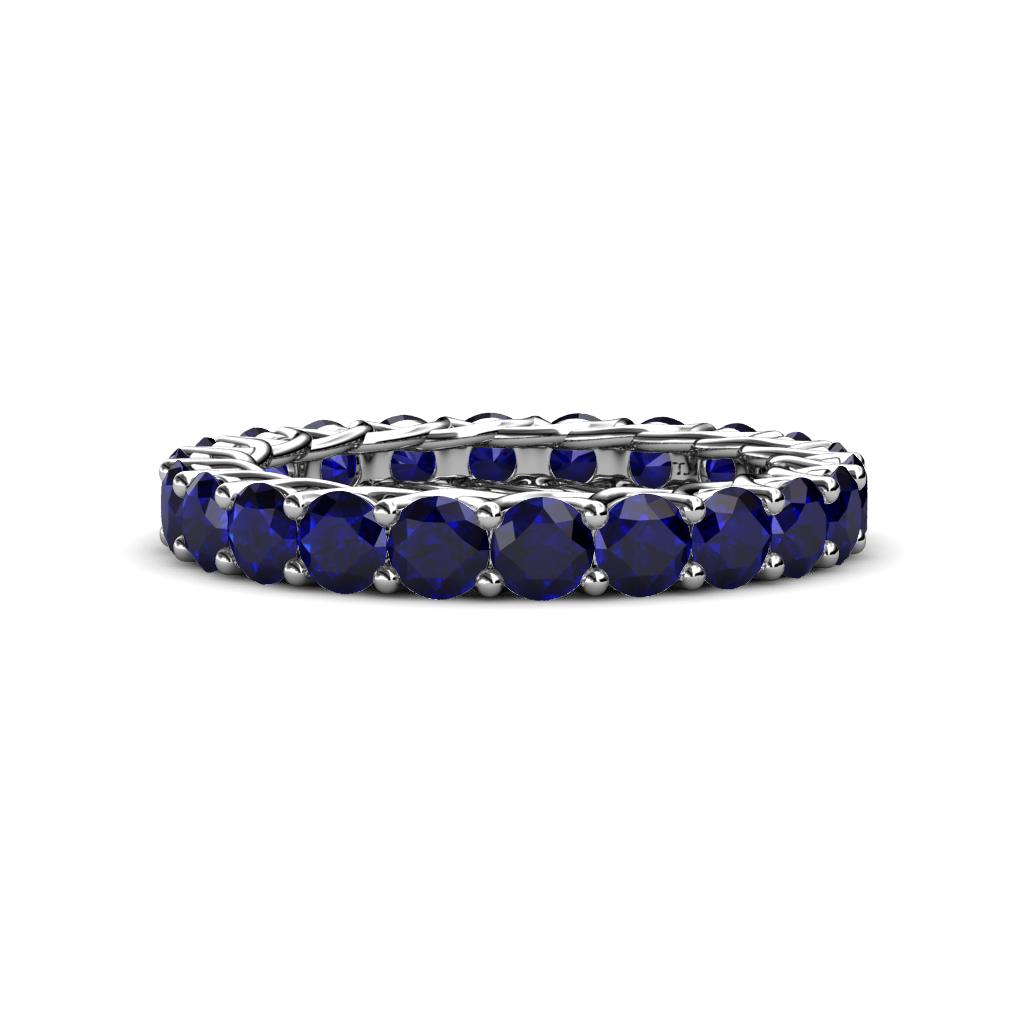 Lucida 3.40 mm Round Blue Sapphire U Prong Eternity Band 