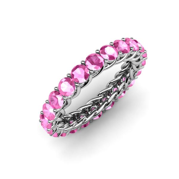 Lucida 3.40 mm Round Pink Sapphire U Prong Eternity Band 