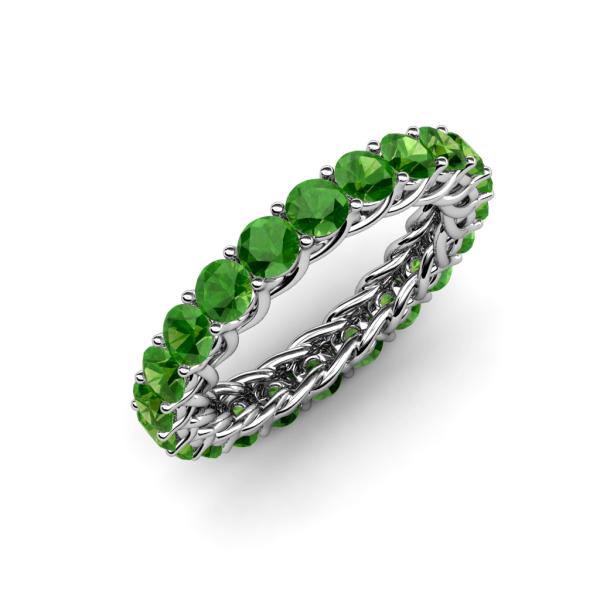 Lucida 3.40 mm Round Green Garnet U Prong Eternity Band 