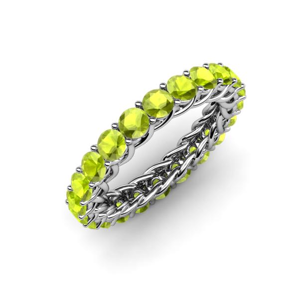Lucida 3.40 mm Round Peridot U Prong Eternity Band 