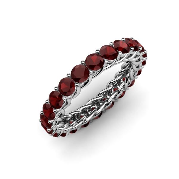 Lucida 3.40 mm Round Red Garnet U Prong Eternity Band 