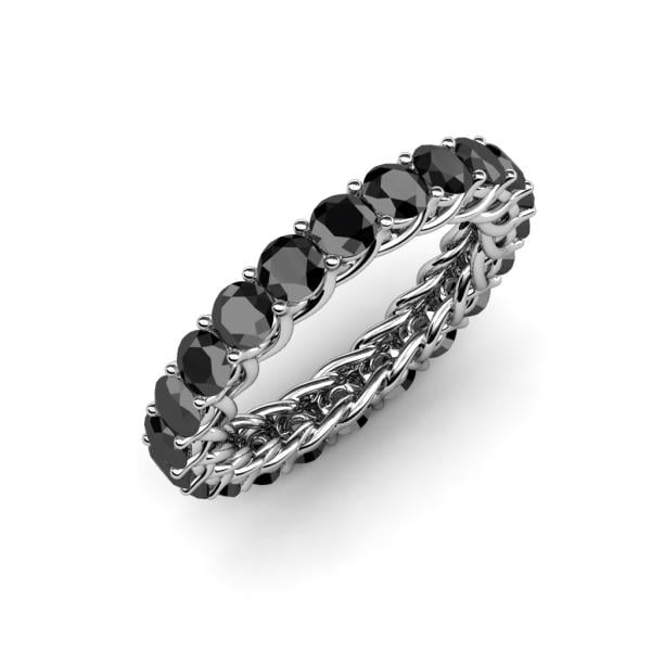 Lucida 3.40 mm Round Black Diamond U Prong Eternity Band 