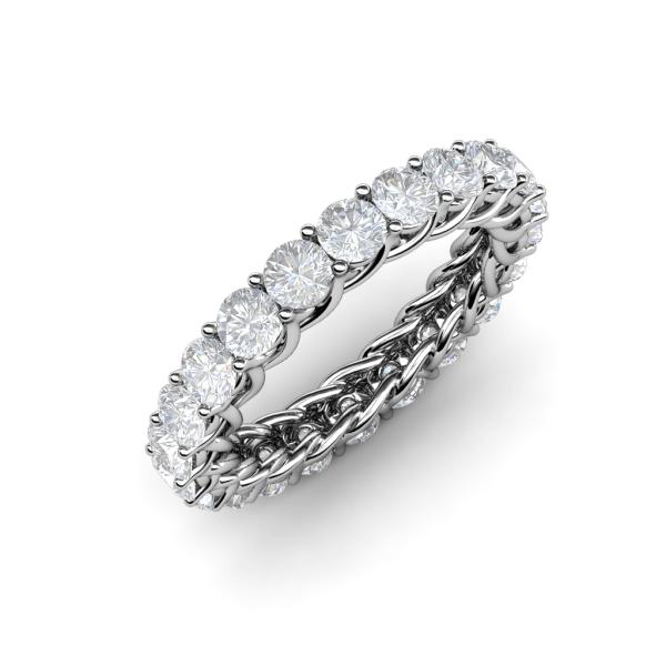 Lucida 3.40 mm Round White Sapphire U Prong Eternity Band 