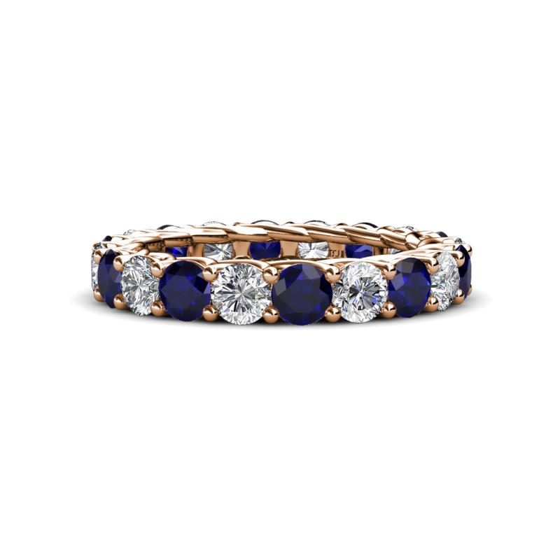 Lucida 4.10 ctw (3.80 mm) Round Blue Sapphire and Natural Diamond Eternity Band 