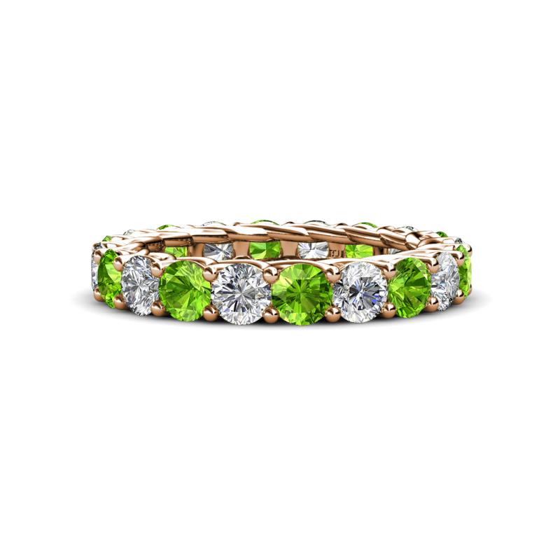Lucida 4.31 ctw (3.80 mm) Round Peridot and Natural Diamond Eternity Band 