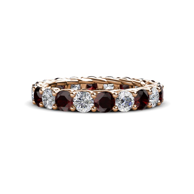 Lucida 4.31 ctw (3.80 mm) Round Red Garnet and Natural Diamond Eternity Band 