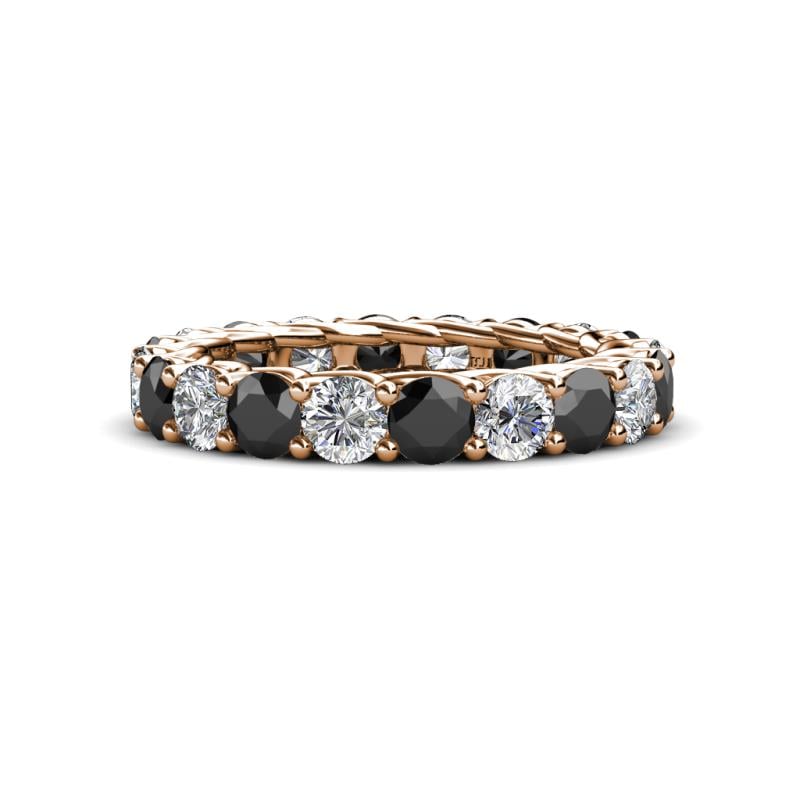 Lucida 4.10 ctw (3.80 mm) Round Black Diamond and Natural Diamond Eternity Band 