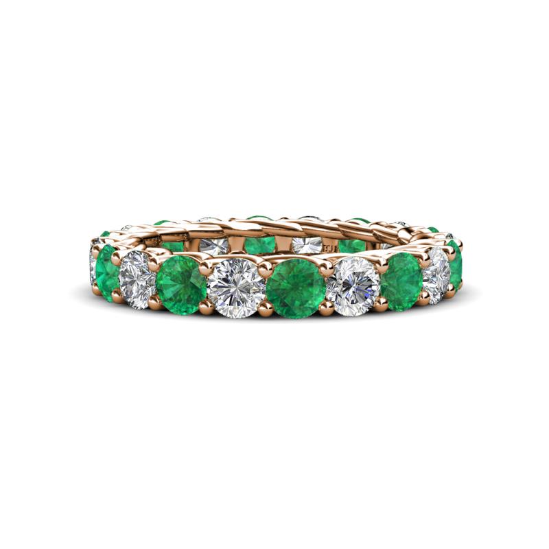 Lucida 3.80 ctw (3.80 mm) Round Emerald and Natural Diamond Eternity Band 