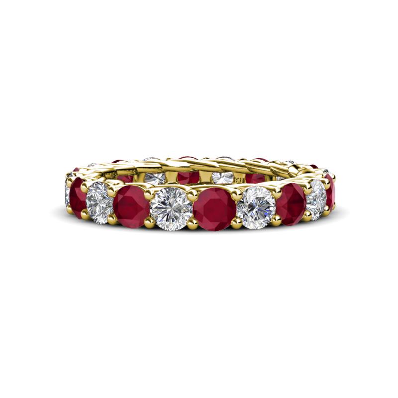Lucida 4.10 ctw (3.80 mm) Round Ruby and Natural Diamond Eternity Band 