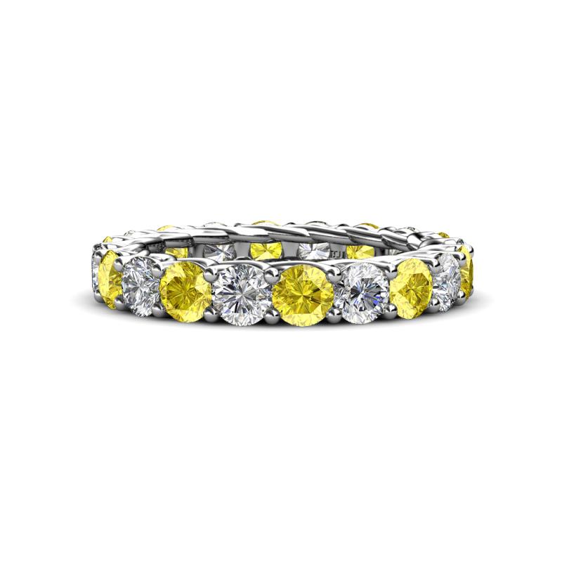 Lucida 4.10 ctw (3.80 mm) Round Yellow Sapphire and Natural Diamond Eternity Band 
