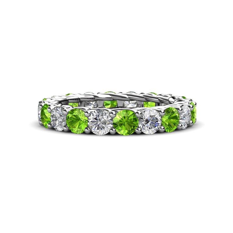 Lucida 4.31 ctw (3.80 mm) Round Peridot and Natural Diamond Eternity Band 