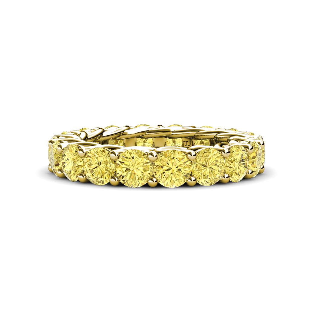 Lucida 4.00 mm Round Yellow Sapphire U Prong Eternity Band 