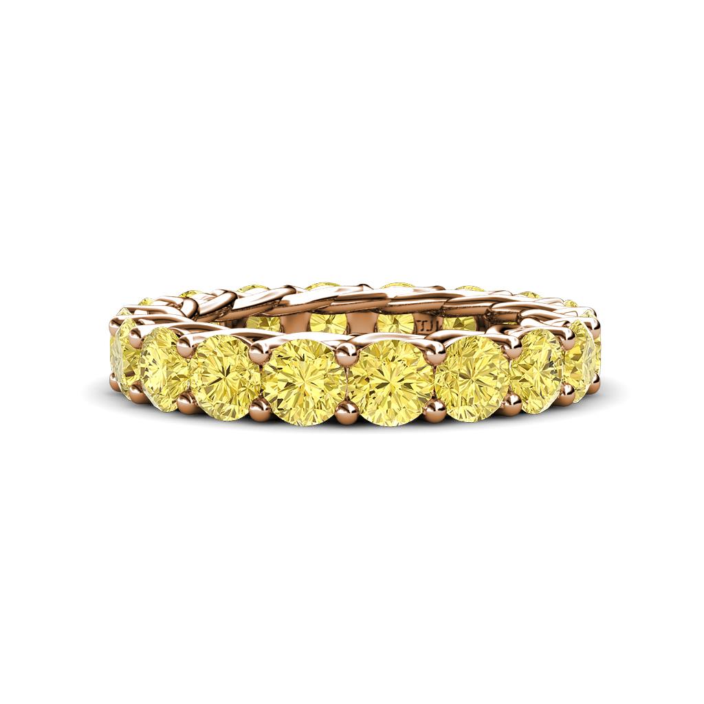 Lucida 4.00 mm Round Yellow Sapphire U Prong Eternity Band 