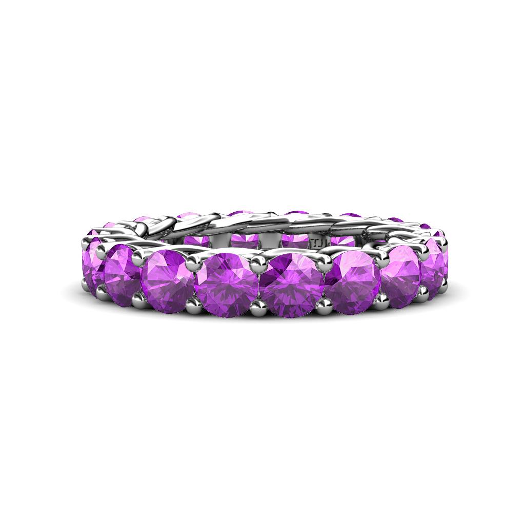 Lucida 4.00 mm Round Amethyst U Prong Eternity Band 