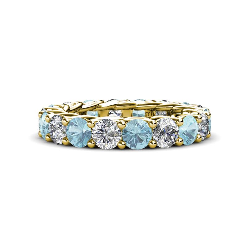 Lucida 4.00 mm Aquamarine and Diamond Eternity Band 