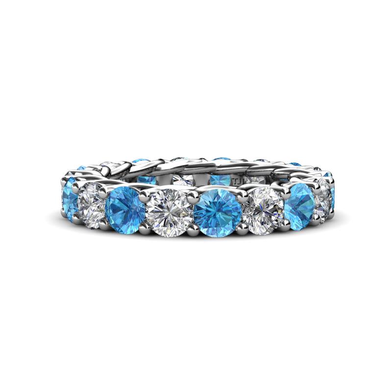 Lucida 4.00 mm Blue Topaz and Lab Grown Diamond Eternity Band 