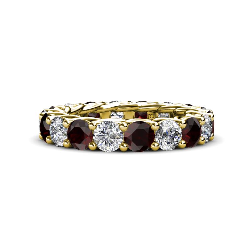 Lucida 4.00 mm Red Garnet and Lab Grown Diamond Eternity Band 