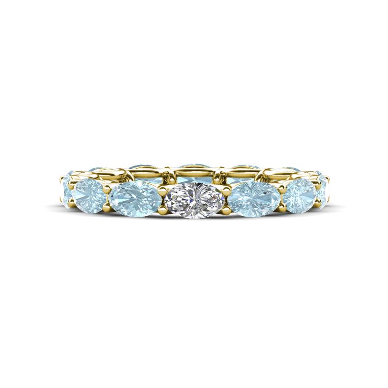 Madison 5x3 mm Oval Diamond and Aquamarine Eternity Band 