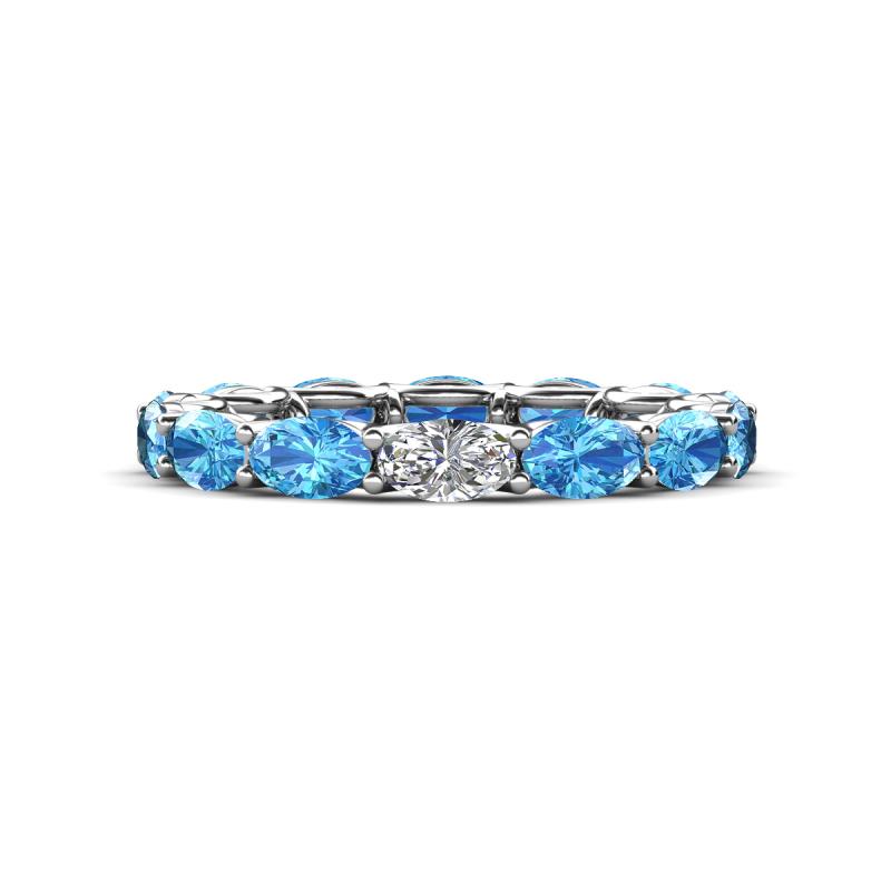 Madison 5x3 mm Oval Diamond and Blue Topaz Eternity Band 