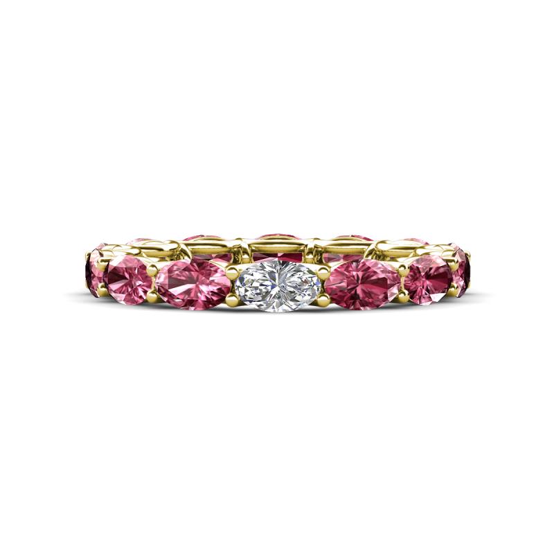 Madison 5x3 mm Oval Diamond and Pink Tourmaline Eternity Band 