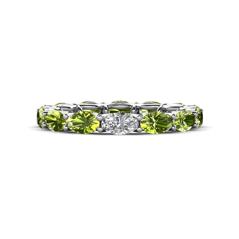 Madison 5x3 mm Oval Lab Grown Diamond and Peridot Eternity Band 