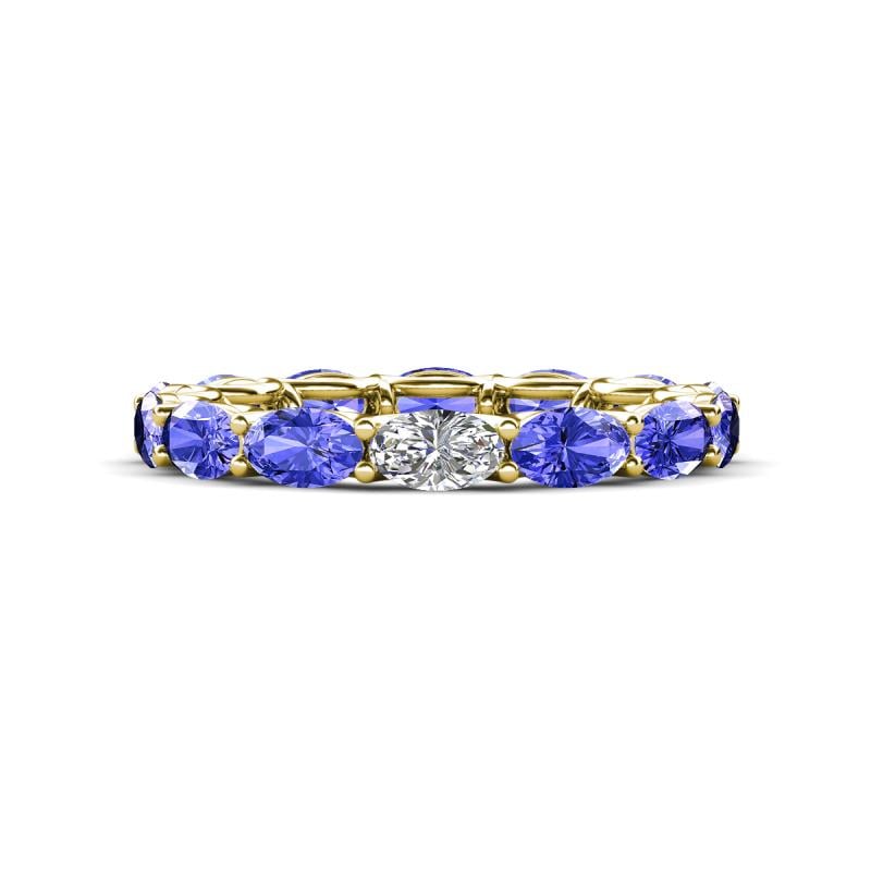 Madison 5x3 mm Oval Forever Brilliant Moissanite and Tanzanite Eternity Band 
