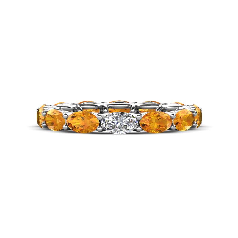 Madison 5x3 mm Oval Forever Brilliant Moissanite and Citrine Eternity Band 