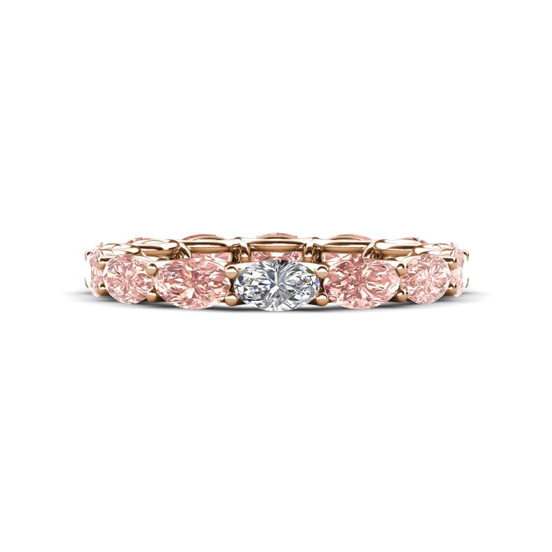 Madison 5x3 mm Oval Forever Brilliant Moissanite and Morganite Eternity Band 