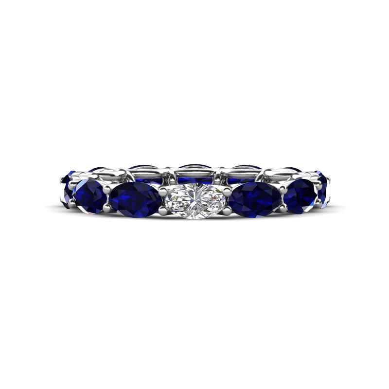 Madison 5x3 mm Oval Diamond and Blue Sapphire Eternity Band 