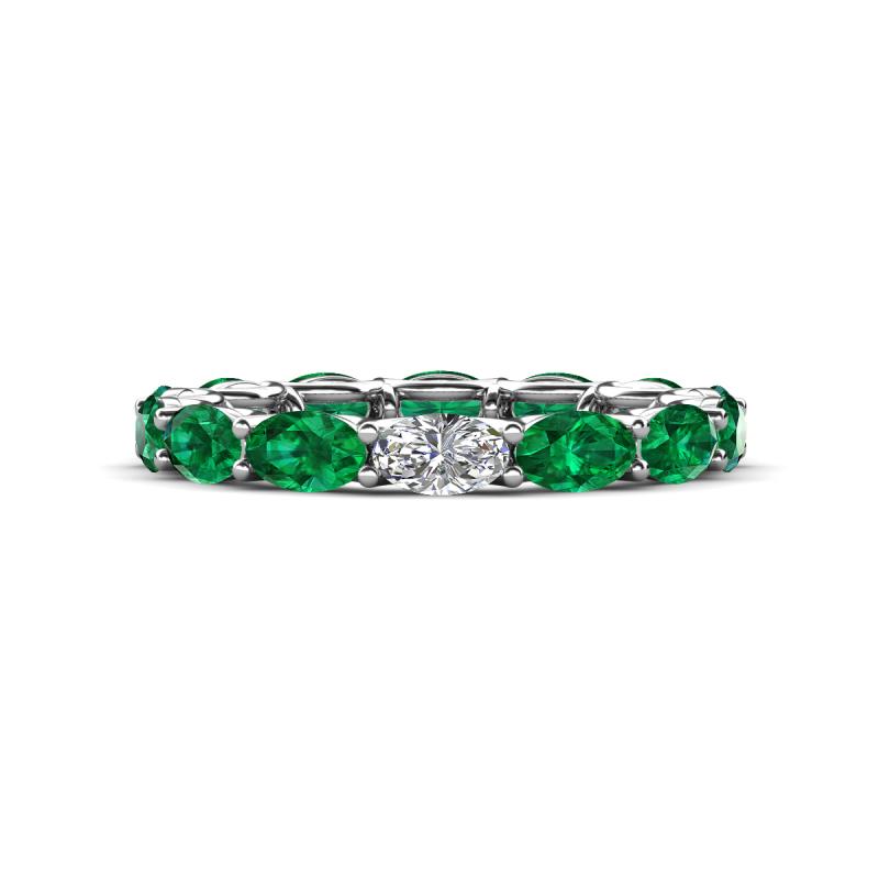 Madison 5x3 mm Oval Diamond and Emerald Eternity Band 