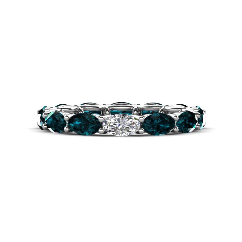 Madison 5x3 mm Oval Diamond and London Blue Topaz Eternity Band 