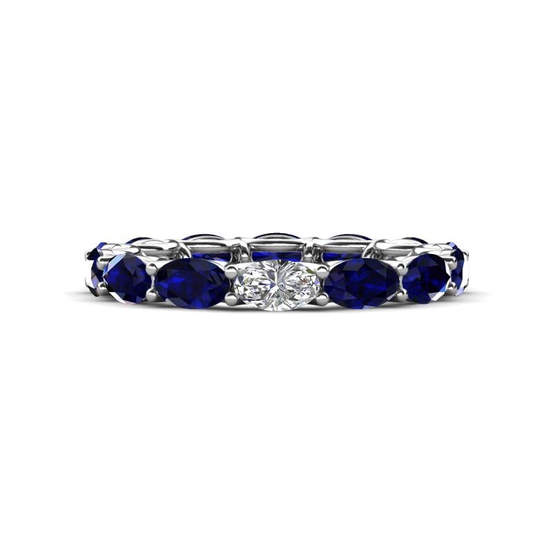 Madison 5x3 mm Oval Lab Grown Diamond and Blue Sapphire Eternity Band 