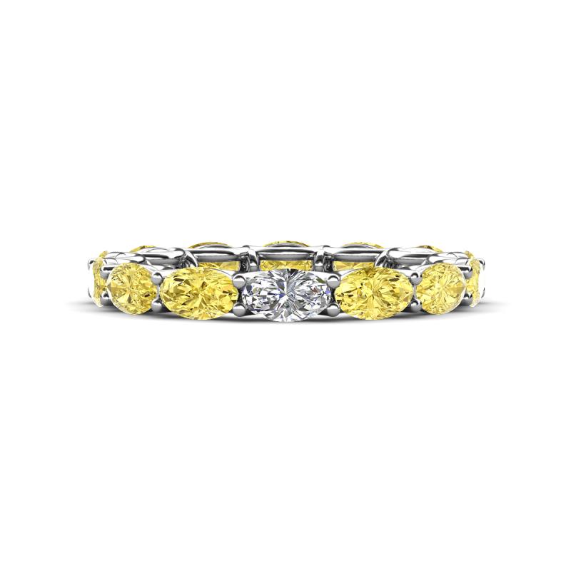Madison 5x3 mm Oval Lab Grown Diamond and Yellow Sapphire Eternity Band 