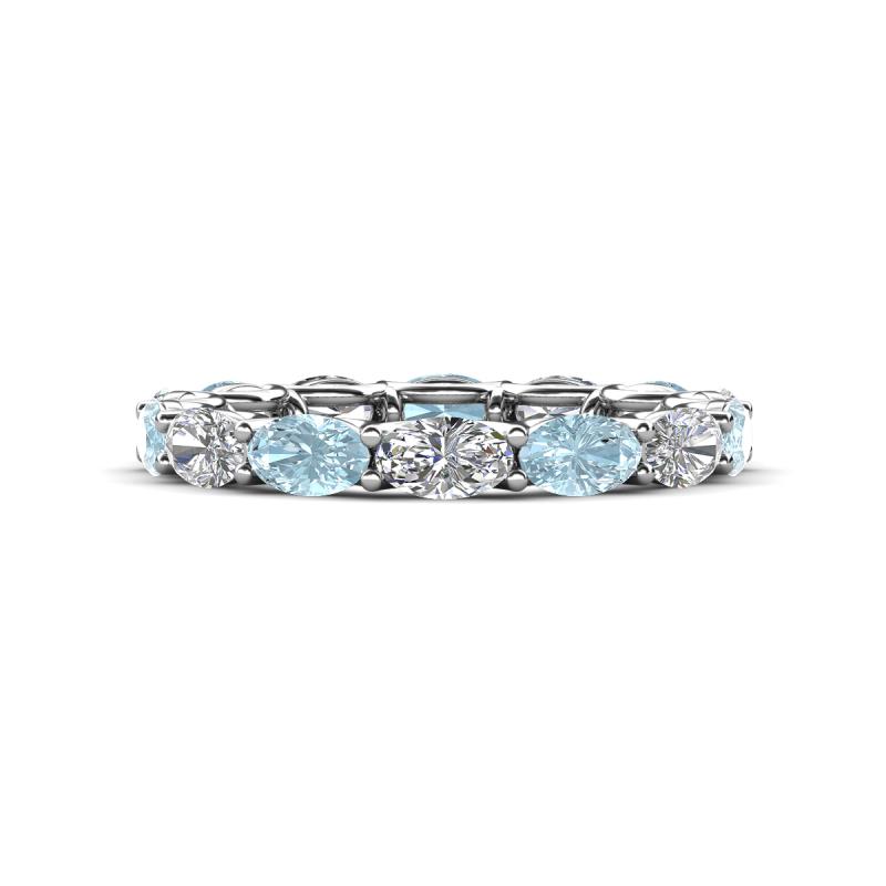 Madison 5x3 mm Oval Lab Grown Diamond and Aquamarine Eternity Band 
