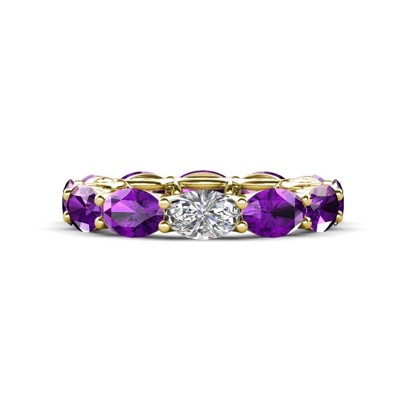 Madison 6x4 mm Oval Diamond and Amethyst Eternity Band 